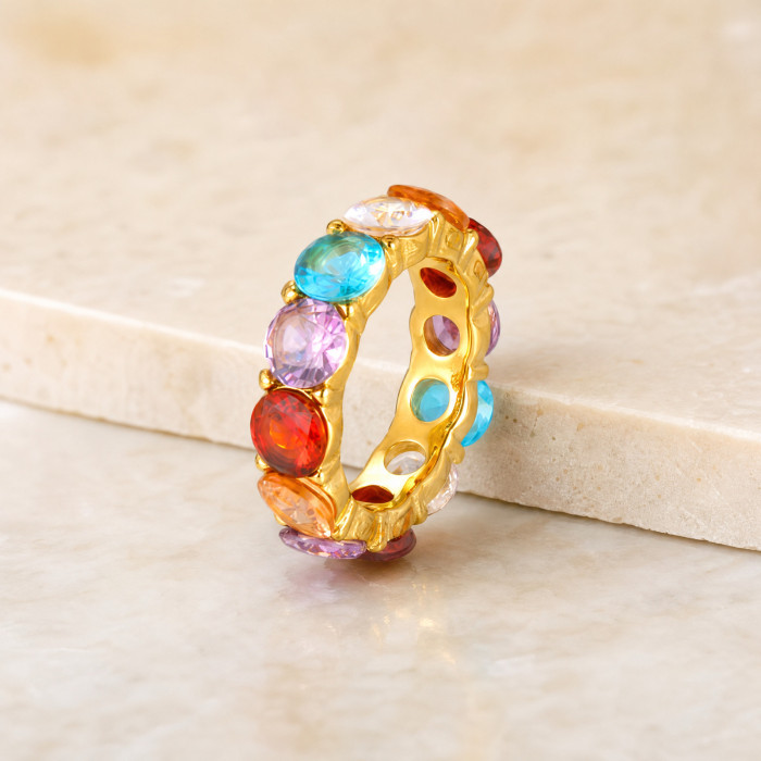 Wholesale Luxury Multi-Gemstone Eternity Band Ring