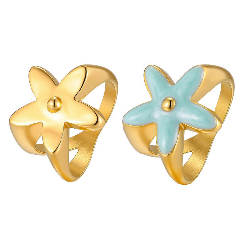 Wholesale Women's Gold Plated Puffy Starfish Enamel Ring