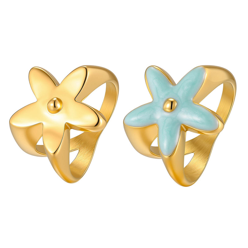 Wholesale Women's Gold Plated Puffy Starfish Enamel Ring