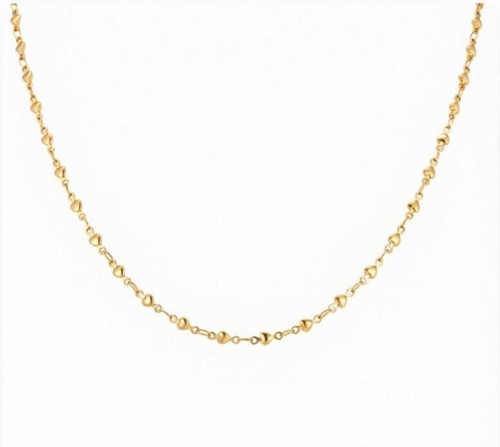 Wholesale Stainless Steel Tiny Heart Station Chain Necklace