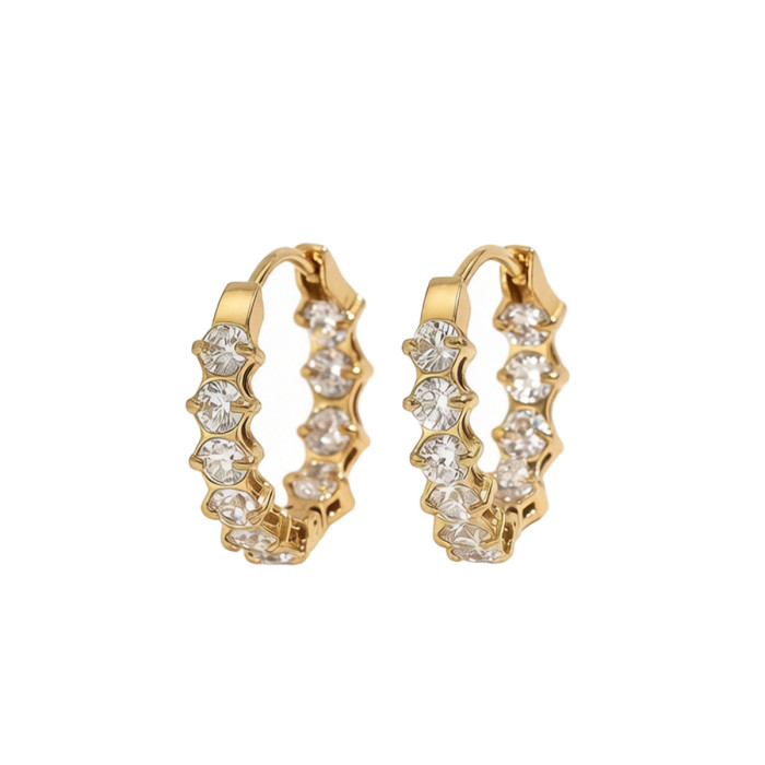 Wholesale Stainless Steel CZ Eternity Hoop Earrings