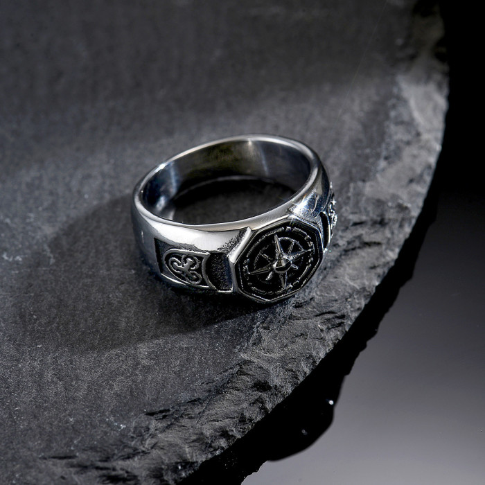 Wholesale Stainless Steel Compass Signet Ring