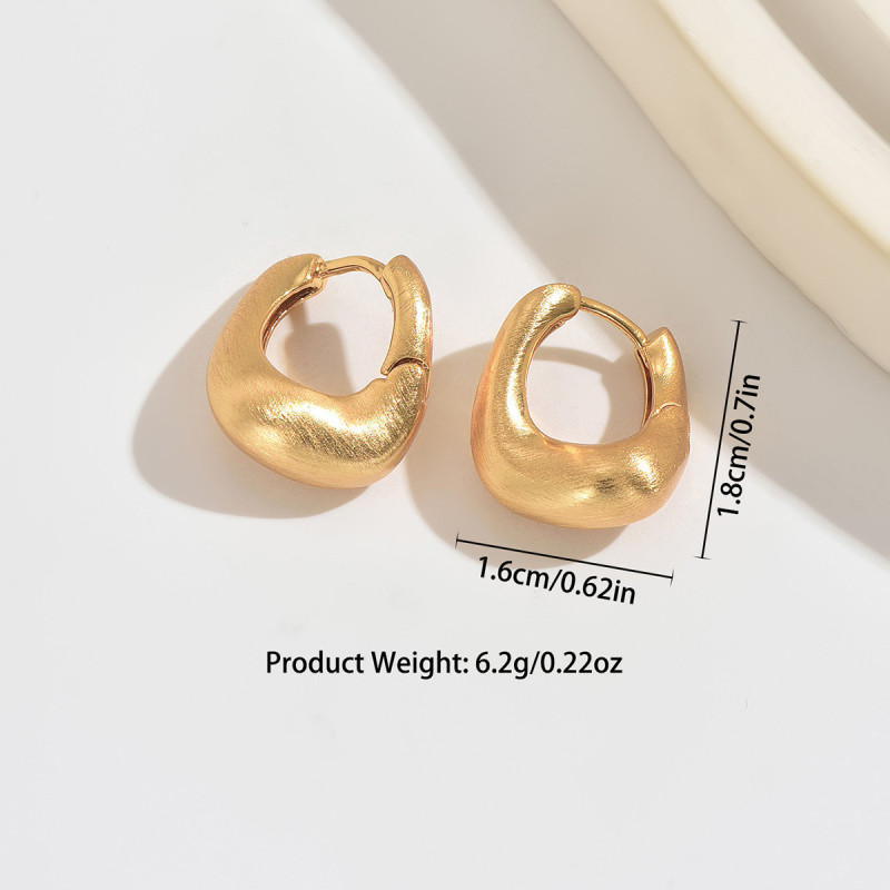 Wholesale Minimalist Stainless Steel Brushed Huggie Earrings