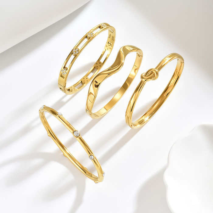 Wholesale Women's 18K Gold Plated Stainless Steel Bangle Set