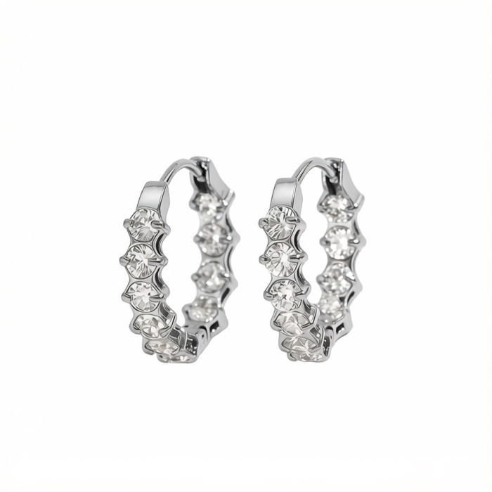 Wholesale Stainless Steel CZ Eternity Hoop Earrings