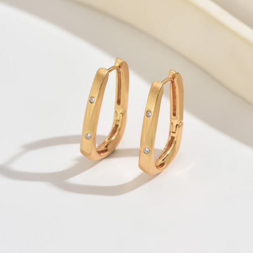Wholesale Stainless Steel Satin Finish CZ Hoop Earrings
