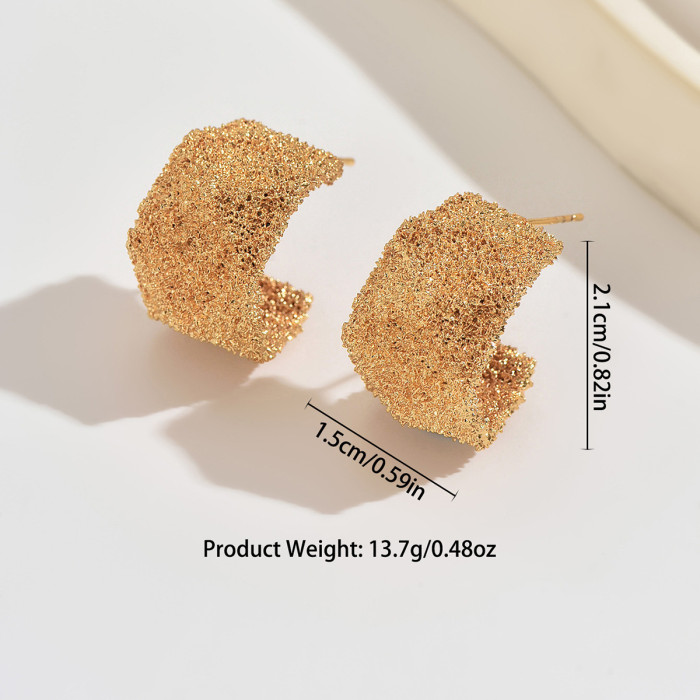 Wholesal Textured Wide C Hoop Earrings