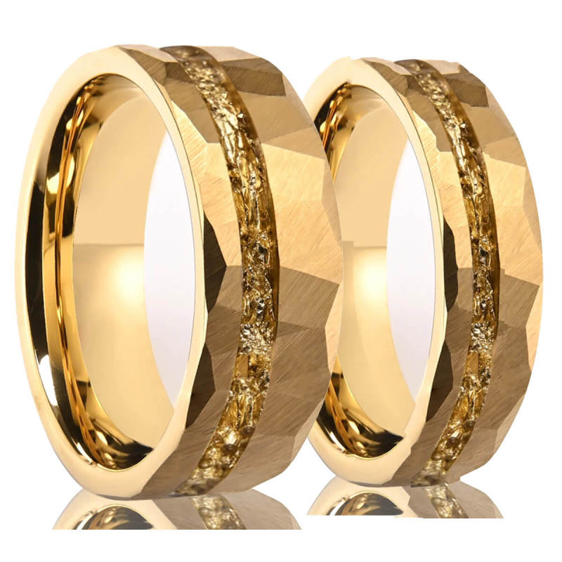 Wholesale Tungsten Carbide Rings with Gold Foil Inlays