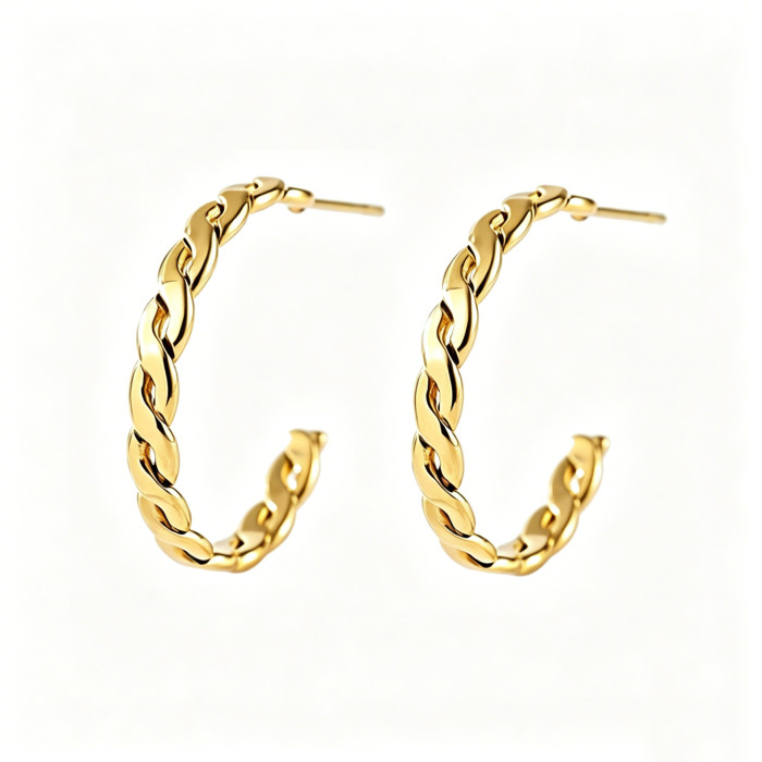 Wholesale Stainless Steel Twisted Rope Hoop Earrings