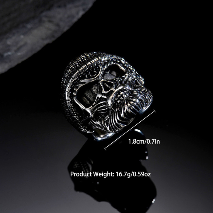 Wholesale Men's Stainless Steel Beanie Skull Biker Ring