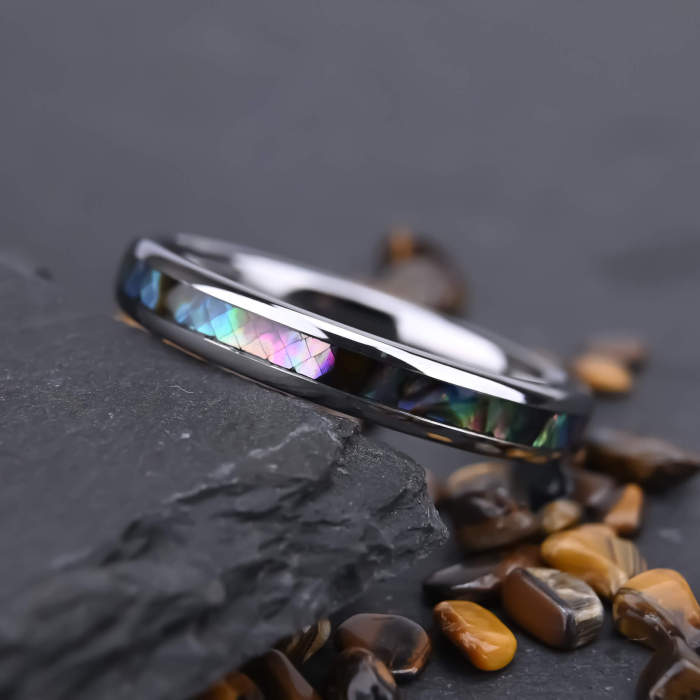 Wholesale Tungsten Carbide Abalone Shell Inlay Wedding Band