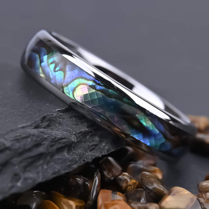 Wholesale Tungsten Carbide Abalone Shell Inlay Wedding Band