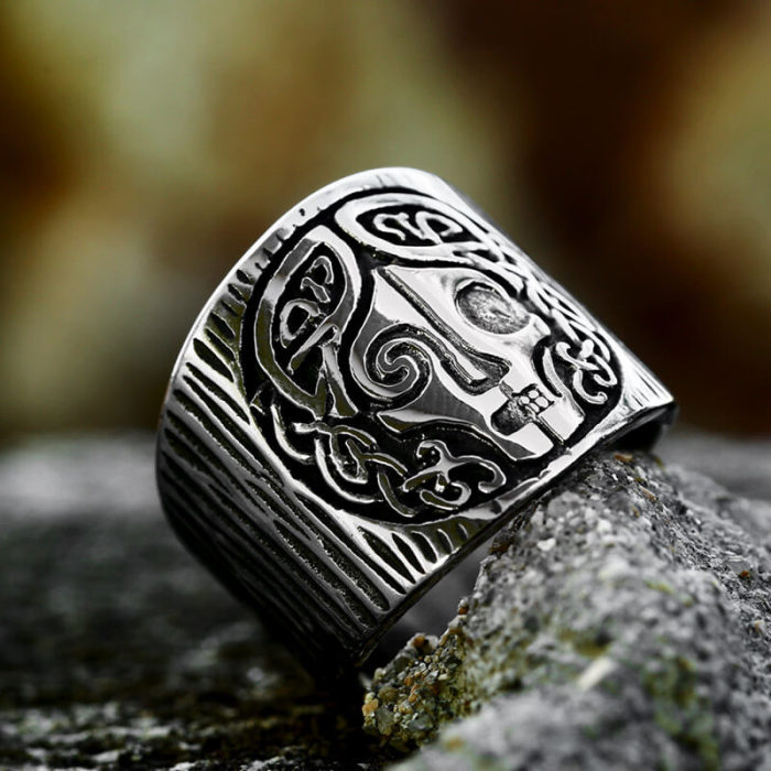 Wholesale Vintage Viking Odin Mask Celtic Knot Stainless Steel Ring for Men