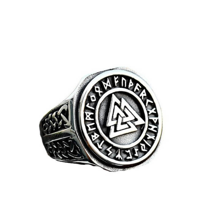 Wholesale Vintage Viking Valknut Rune Stainless Steel Signet Ring