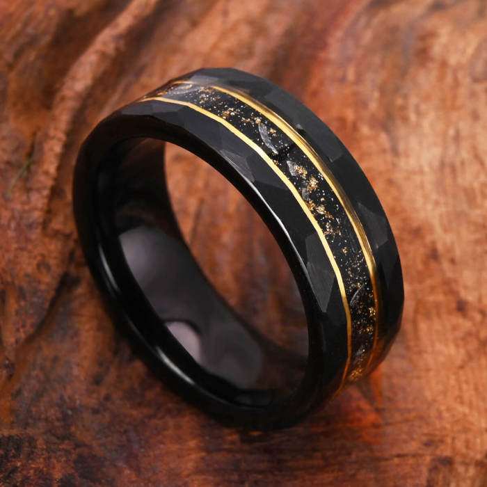 Wholesale 8mm Black Hammered Tungsten Carbide Ring