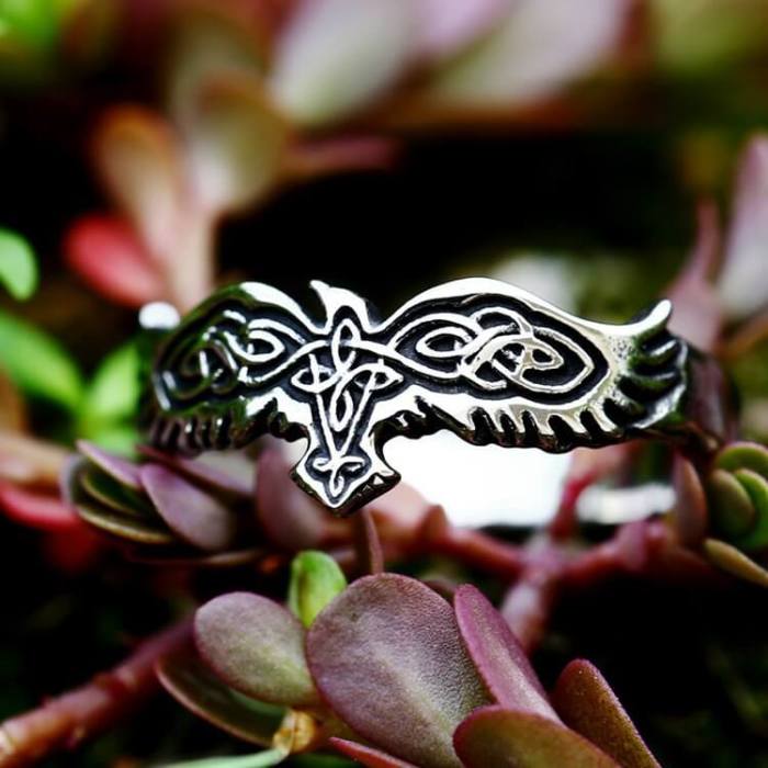 Wholesale Vintage Viking Raven Celtic Knot Stainless Steel Ring for Men
