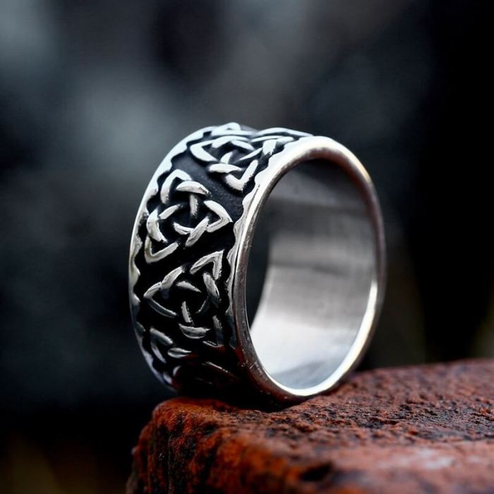 Wholesale Men's Stainless Steel Vintage Celtic Triquetra Trinity Knot Band Ring