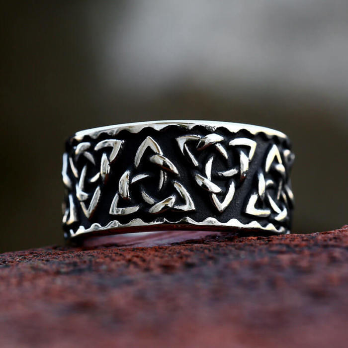 Wholesale Men's Stainless Steel Vintage Celtic Triquetra Trinity Knot Band Ring