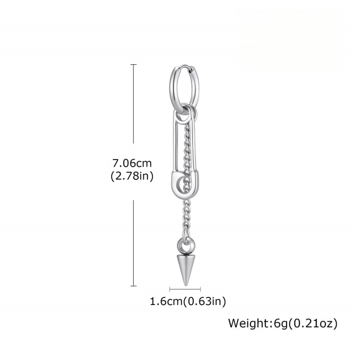 Wholesale Stainless Steel Safety Pin Spike Dangle Earrings