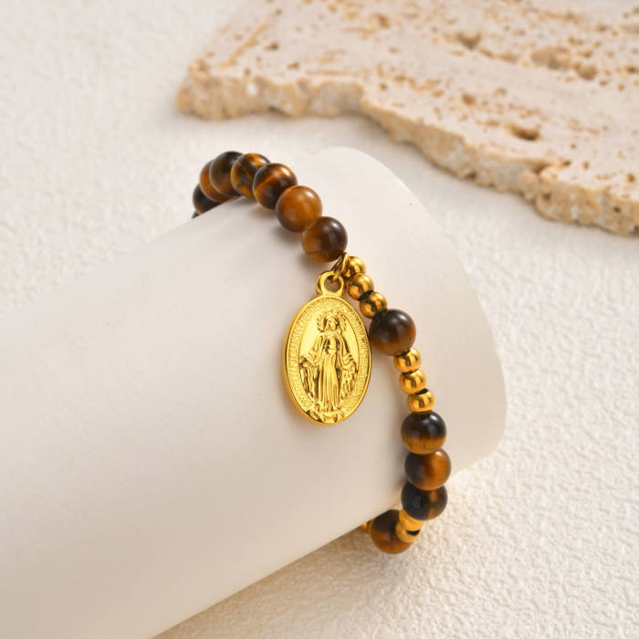 Wholesale Stainless Steel Beads Virgin Mary Rosary Bracelet
