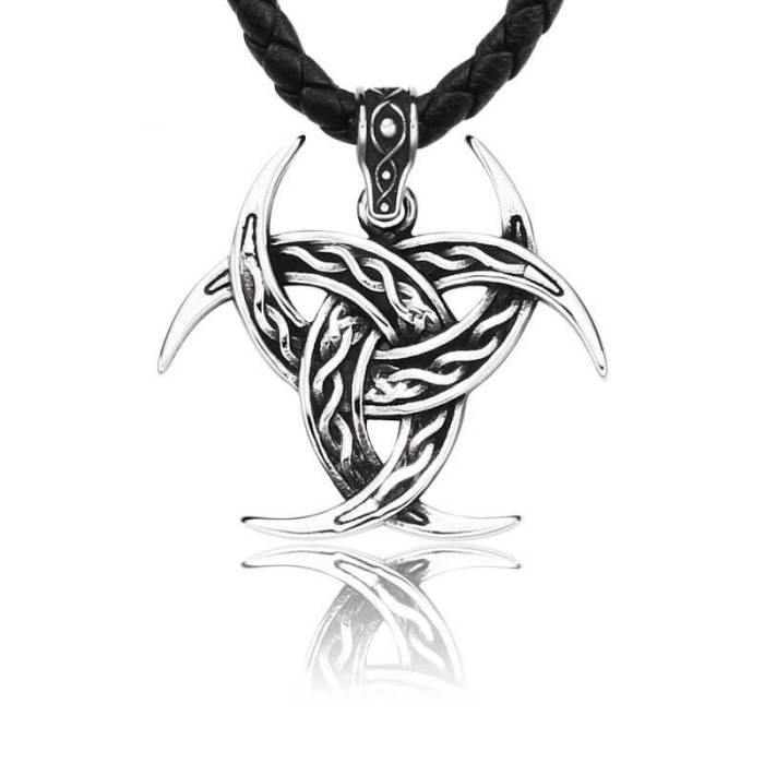 Wholesale Men's Stainless Steel Viking Triple Horn Pendant