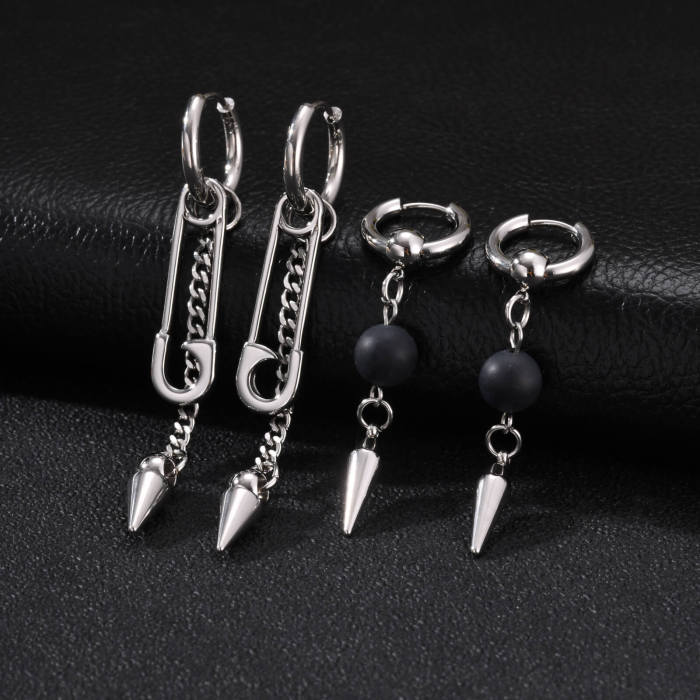 Wholesale Stainless Steel Safety Pin Spike Dangle Earrings