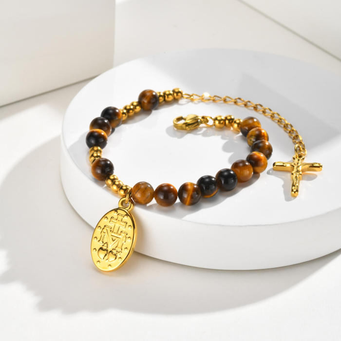 Wholesale Stainless Steel Beads Virgin Mary Rosary Bracelet
