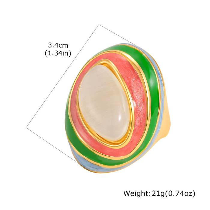 Wholesale Women's 18K Gold Plated Colorful Enamel Statement Ring