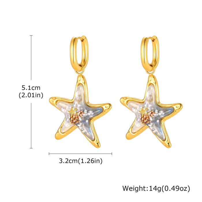 Wholesale Waterproof Stainless Steel Resin Sea Star Shell Jewelry Set