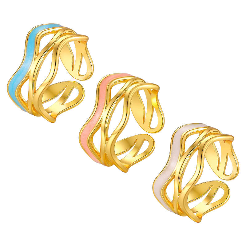 Wholesale Stainless Steel Enamel Wavy Cutout Ring