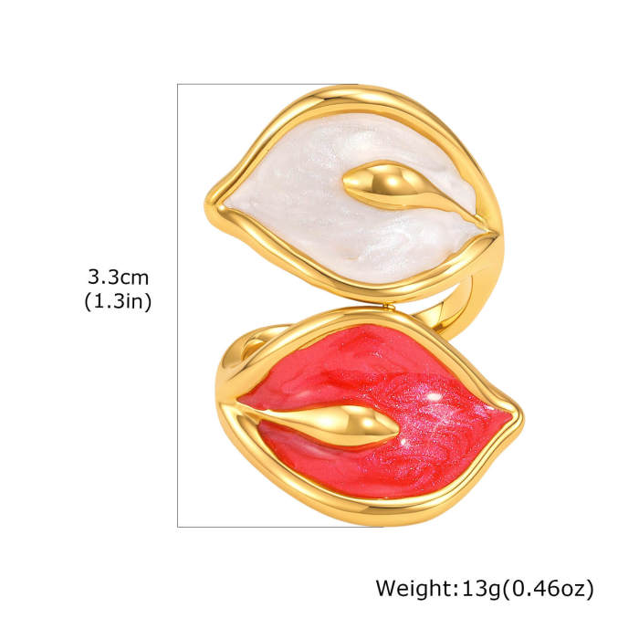 Wholesale Waterproof Tarnish-Free Enamel Calla Lily Ring