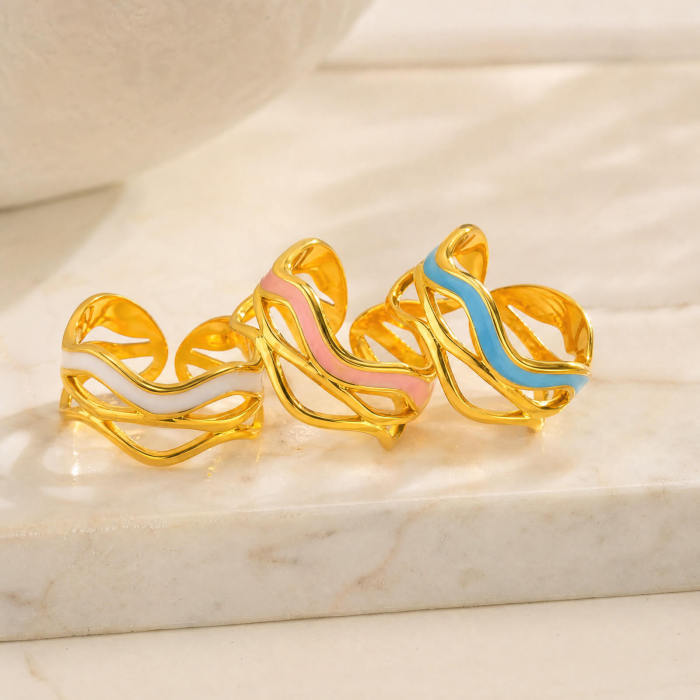 Wholesale Stainless Steel Enamel Wavy Cutout Ring