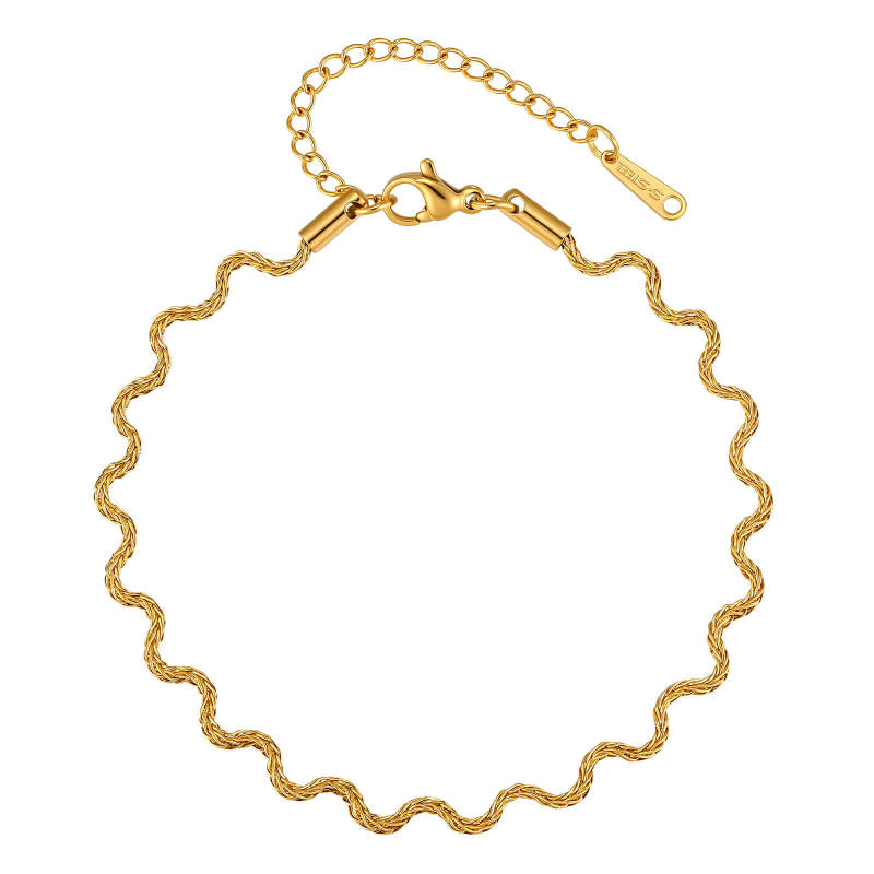 Wholesale Waterproof Stainless Steel Wavy Chain Jewelry Set