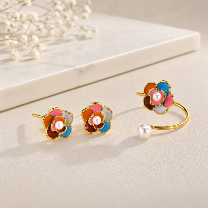 Wholesale Waterproof Camellia Flower Pearl Jewelry Collection