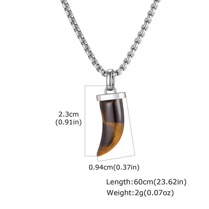 Wholesale Stainless Steel Natural Tiger Eye Black Onyx Tooth Pendant