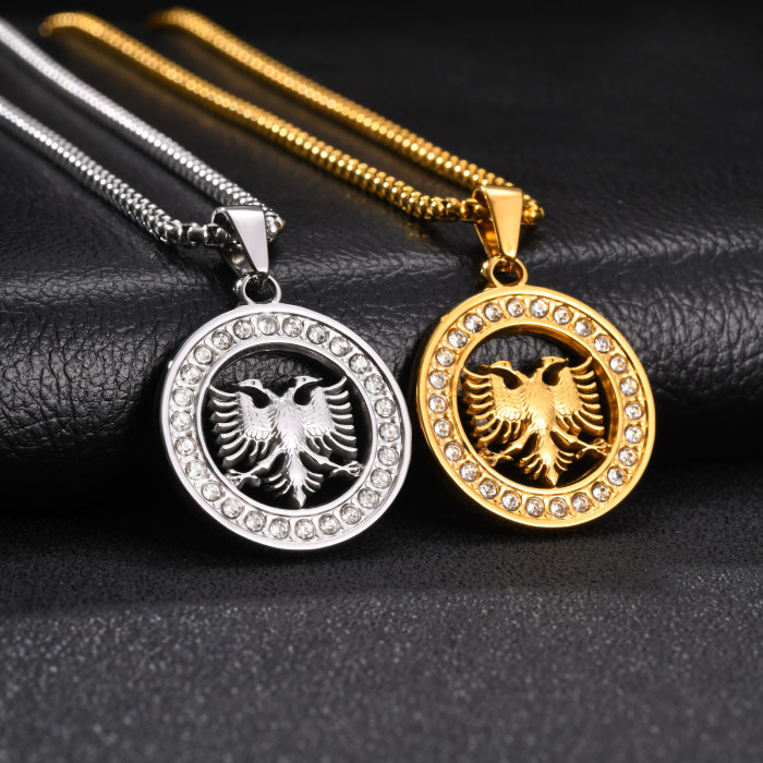 Wholesale Stainless Steel Albanian Eagle CZ Pendant