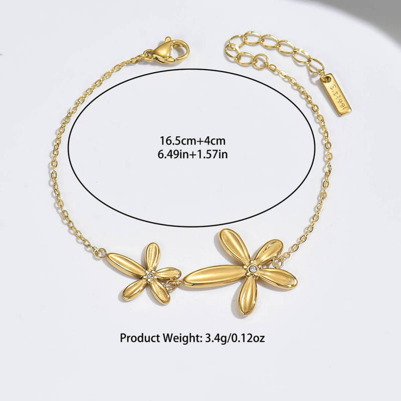 Wholesale Stainless Steel Dainty Floral Bracelet