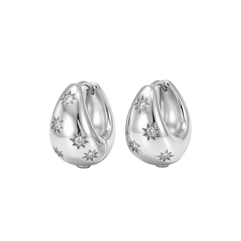 Wholesale Stainless Steel Teardrop Starburst Hoop Earrings