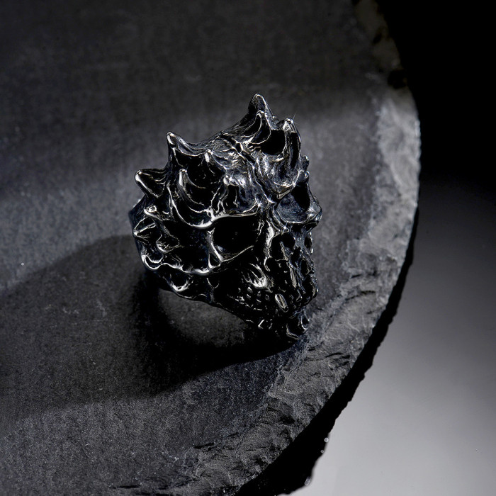 Wholesale Unisex Stainless Steel Flame Skull Ring