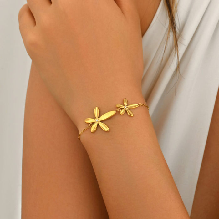 Wholesale Stainless Steel Dainty Floral Bracelet