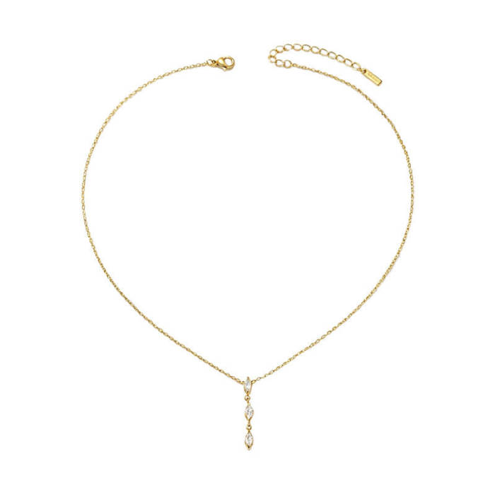 Wholesale Women's Stainless Steel 3 Marquise CZ Drop Pendant