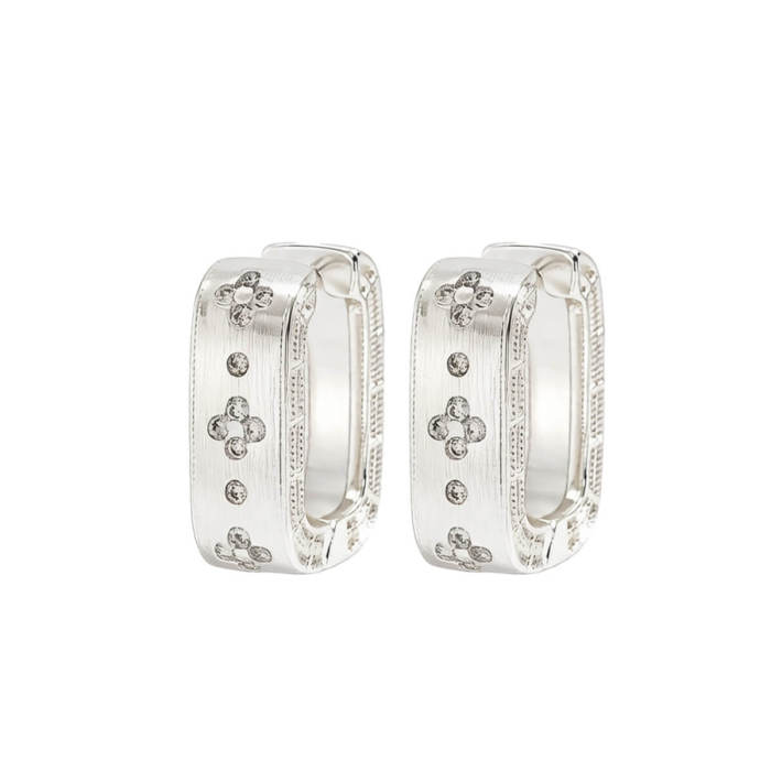 Wholesale Stainless Steel CZ  Matte Hoop Earrings