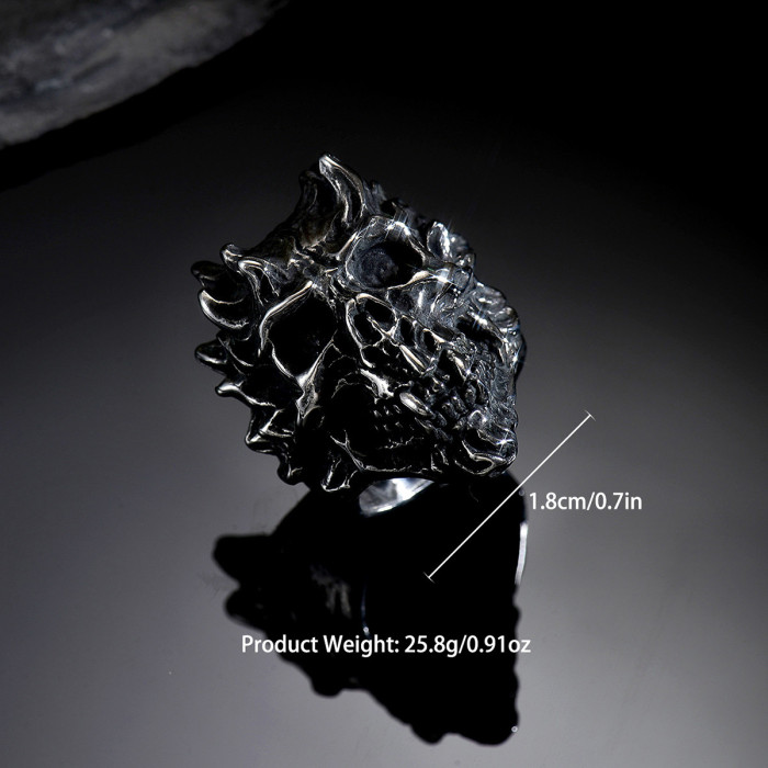 Wholesale Unisex Stainless Steel Flame Skull Ring