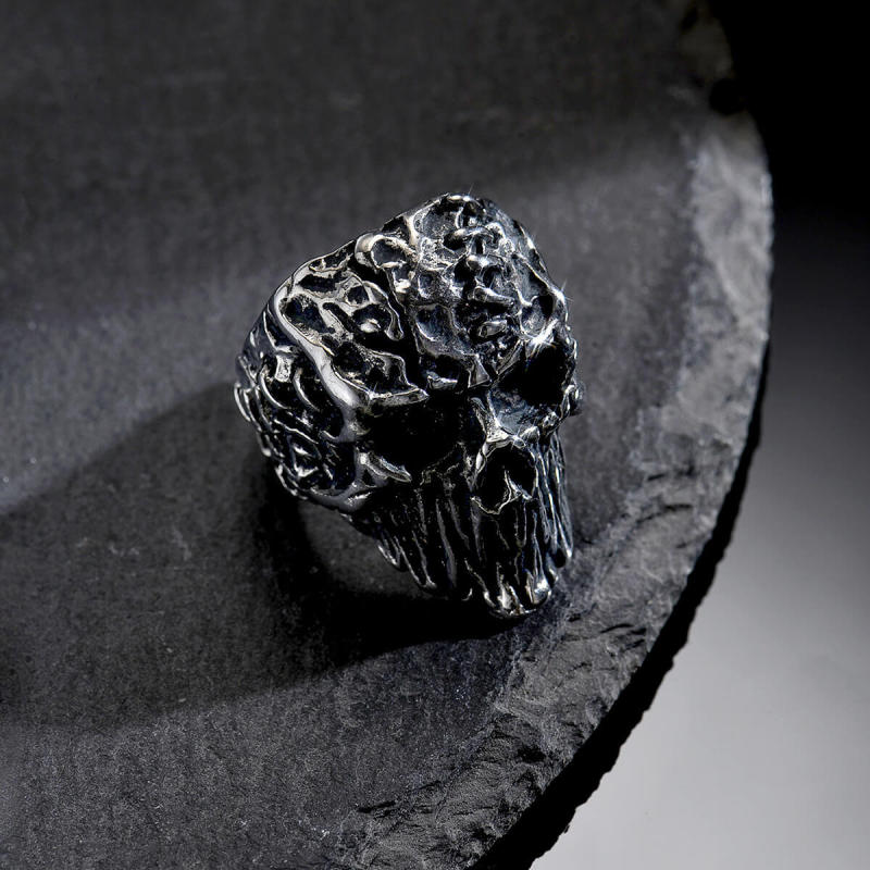 Wholesale Unisex Stainless Steel Molten Skull Ring