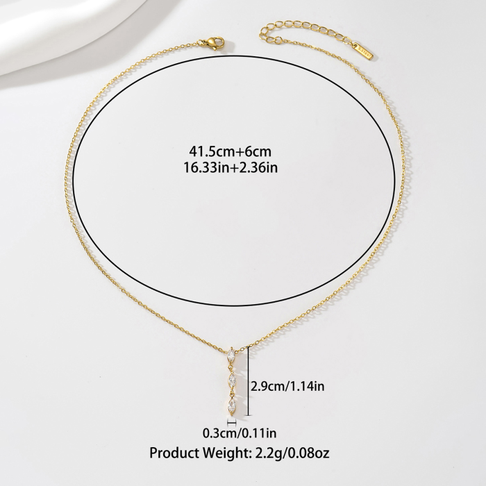 Wholesale Women's Stainless Steel 3 Marquise CZ Drop Pendant