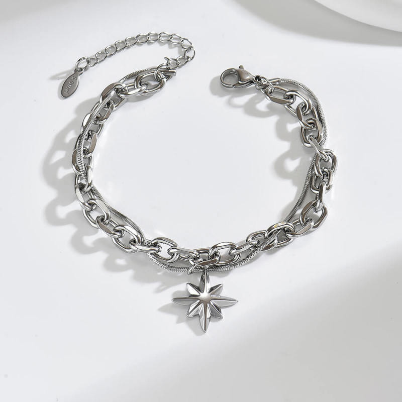 Wholesale WStainless Steel Double Layer Starburst Bracelet