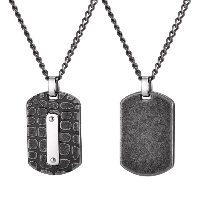Wholesale Stainless Steel Crocodile Pattern Dog Tag Necklace