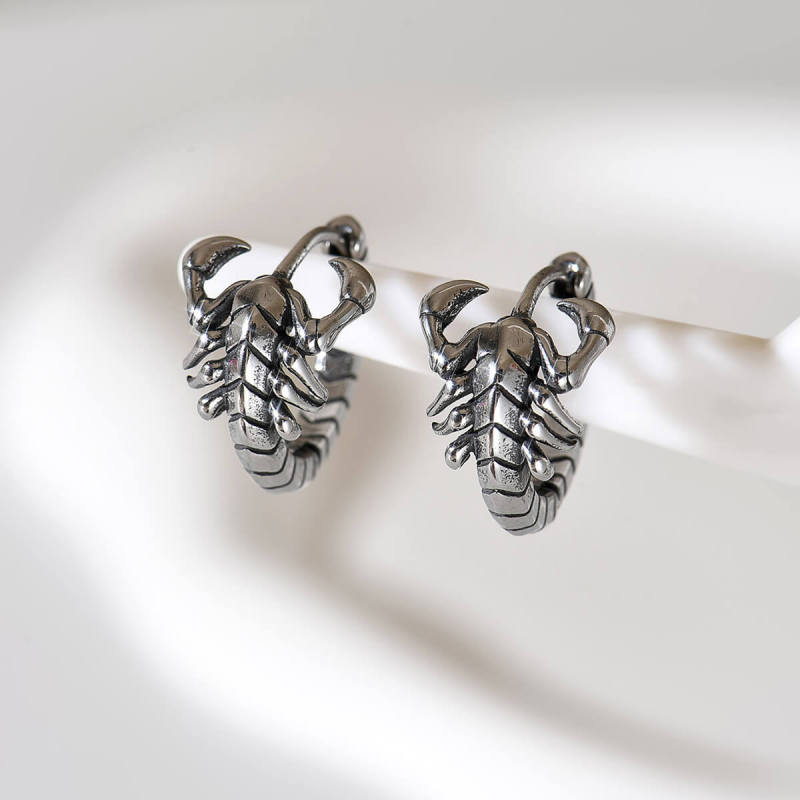 Wholesale Men's Stainless Steel 3D Scorpion Stud Earrings