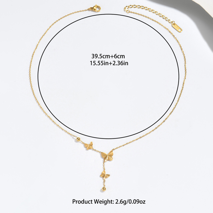 Wholesale Women's Stainless Steel Triple Butterfly Y-Necklace