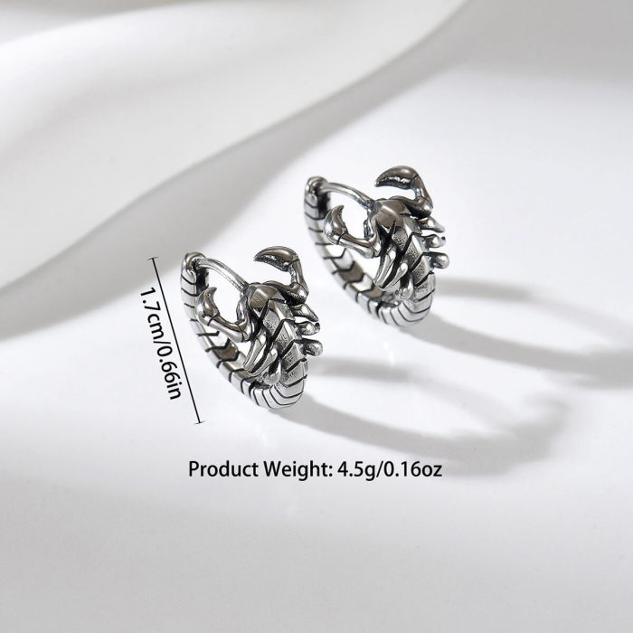 Wholesale Men's Stainless Steel 3D Scorpion Stud Earrings